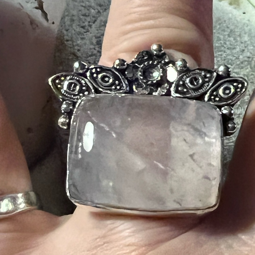 NEW Rose Quartz silver ring - Picture 2 of 11